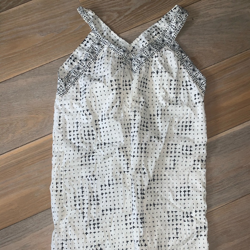 LOFT WHITE COTTON DRESS WITH BLK CHECKS SZ M